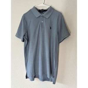 US Polo Assn Polo Shirt Mens Medium Blue Slim Fit Embroidered Logo Short Sleeve